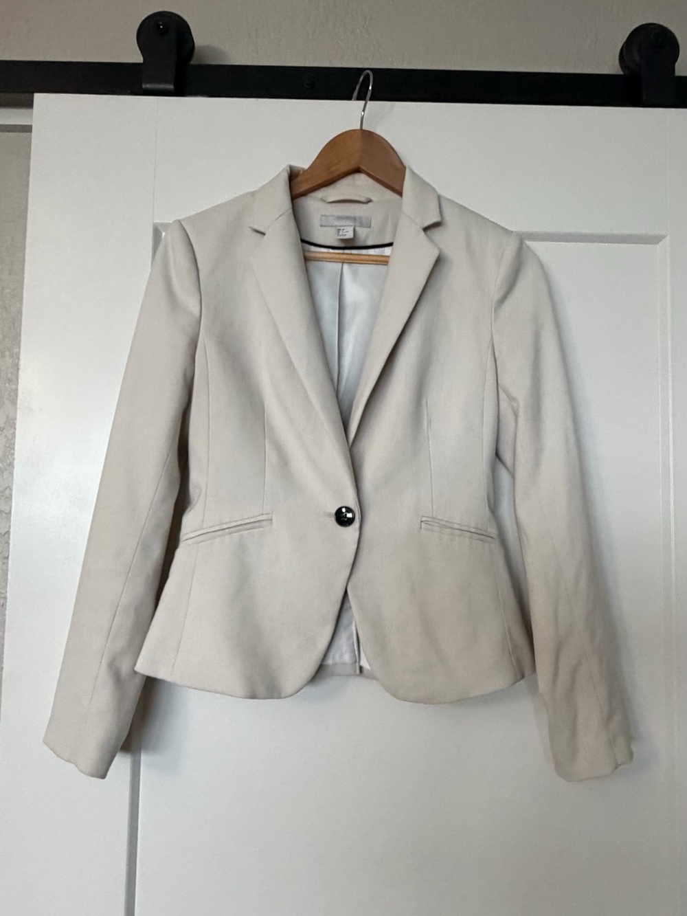 H&M Cream Single-Button Tailored Blazer